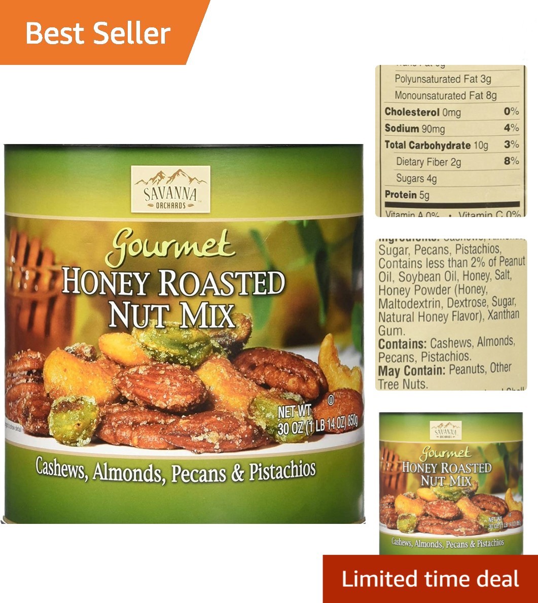 Delicious Gourmet Honey Roasted Nut Mix – Cashews, Almonds, Pistachios 30 oz