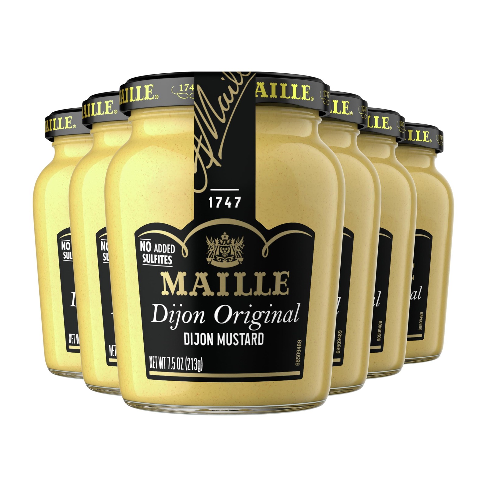 Mustard, Dijon Originale No Added Sulfites, 7.5 oz, 6 Count (Packaging may vary)