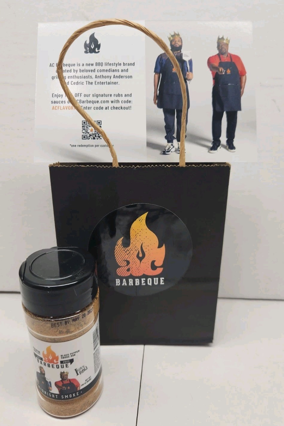 AC Barbeque Seasoning Midnight Smoke Black Pepper Smoke Rub 2.85 oz + Gift Bag
