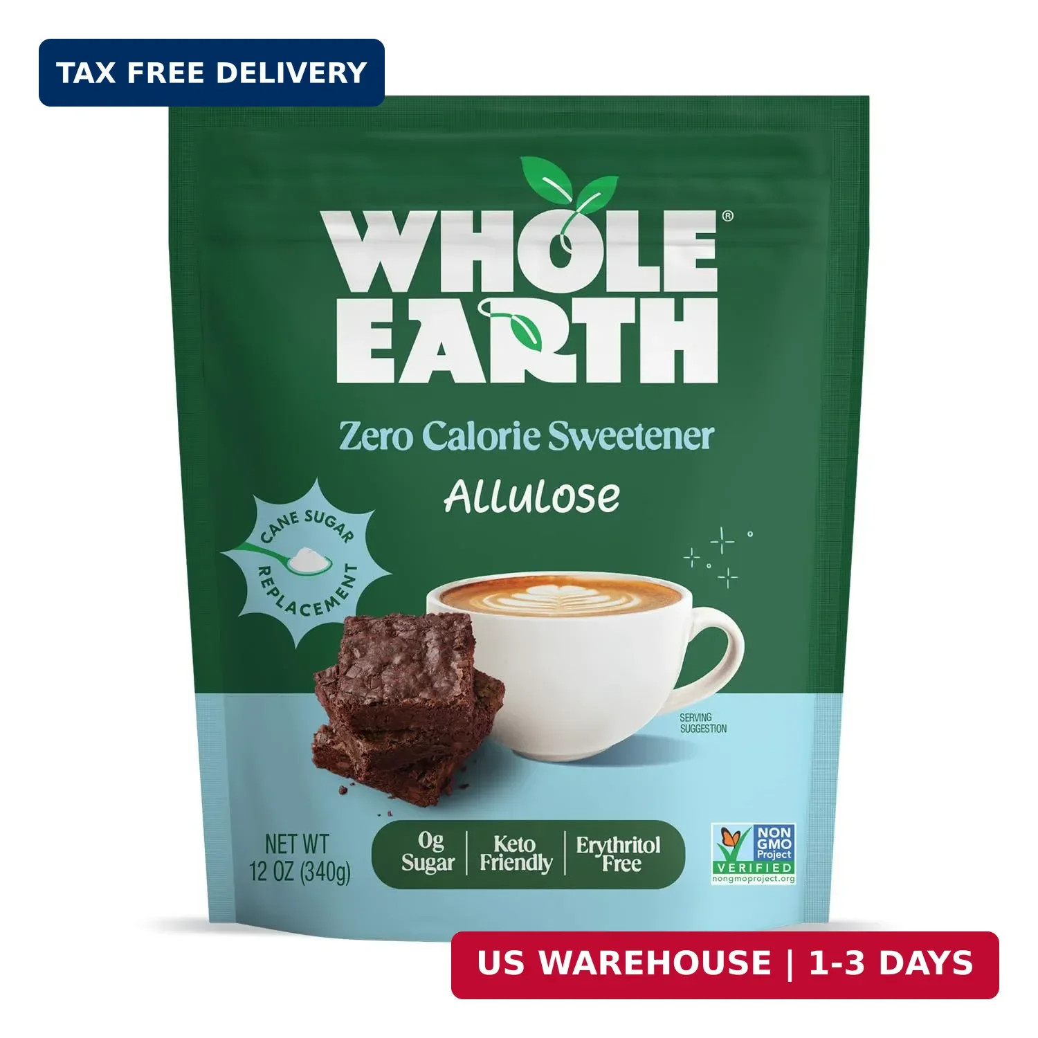 Whole Earth Zero Calorie Allulose Sweetener, Zero Calorie Sugar Substitute, Keto