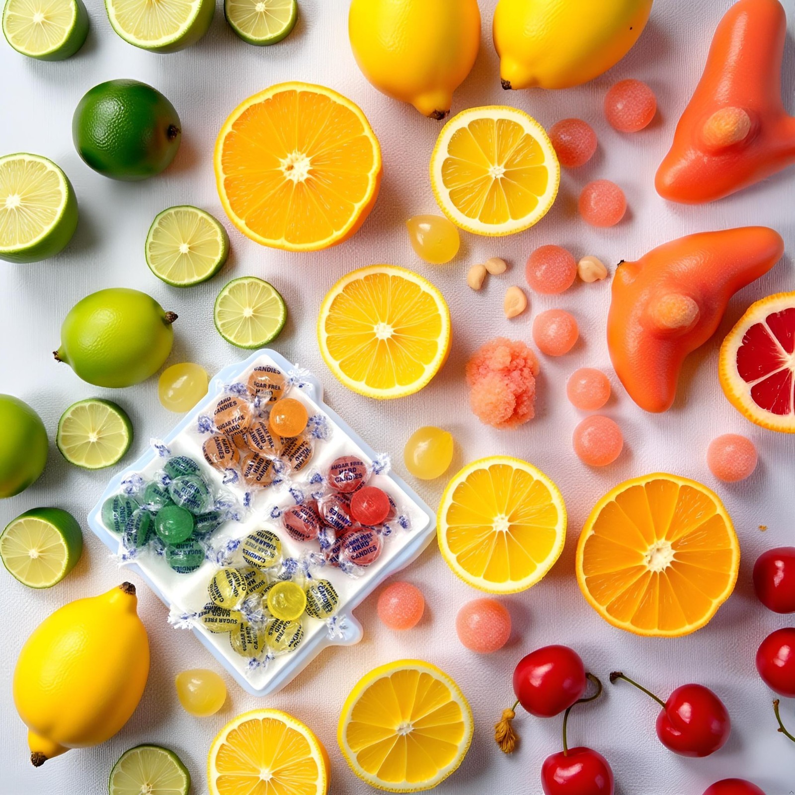 SweetGourmet Sugar-Free Assorted Sour Fruits – Candy Lime, Cherry, Lemon, Orange