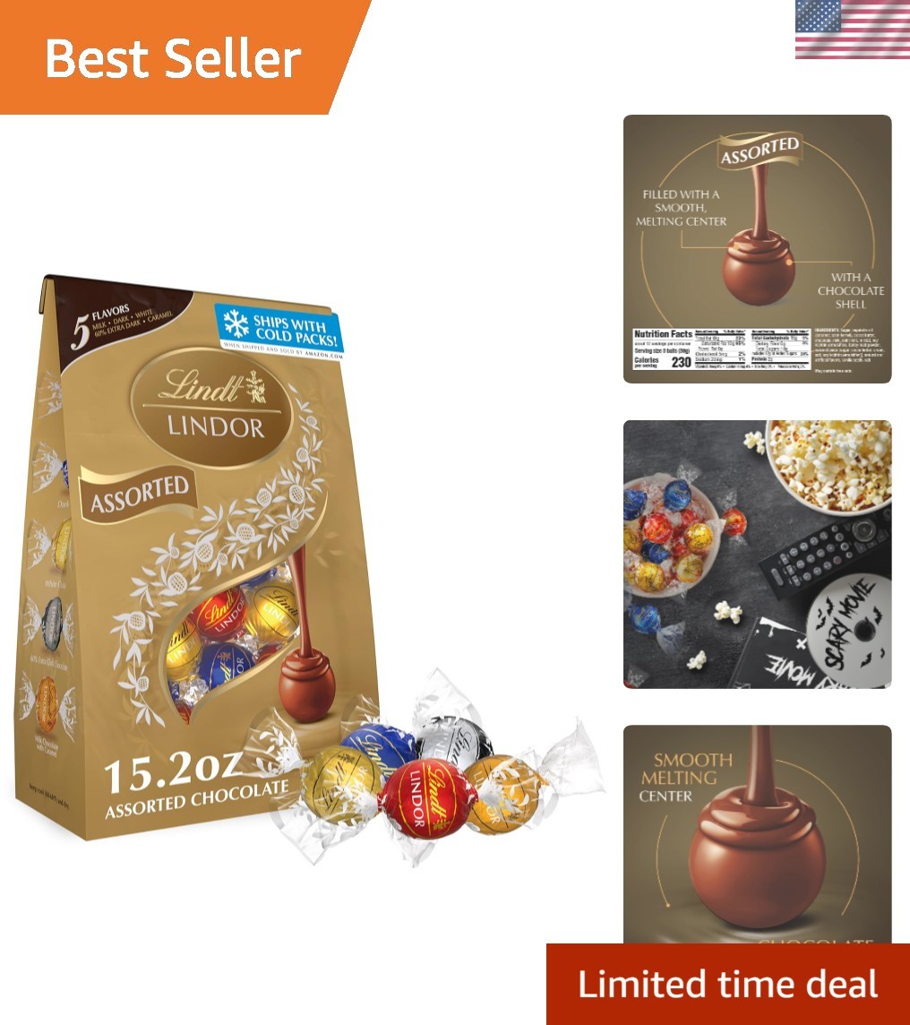 LINDOR Assorted Chocolate Truffles – 15.2 oz Bag – Delightful Halloween Treats