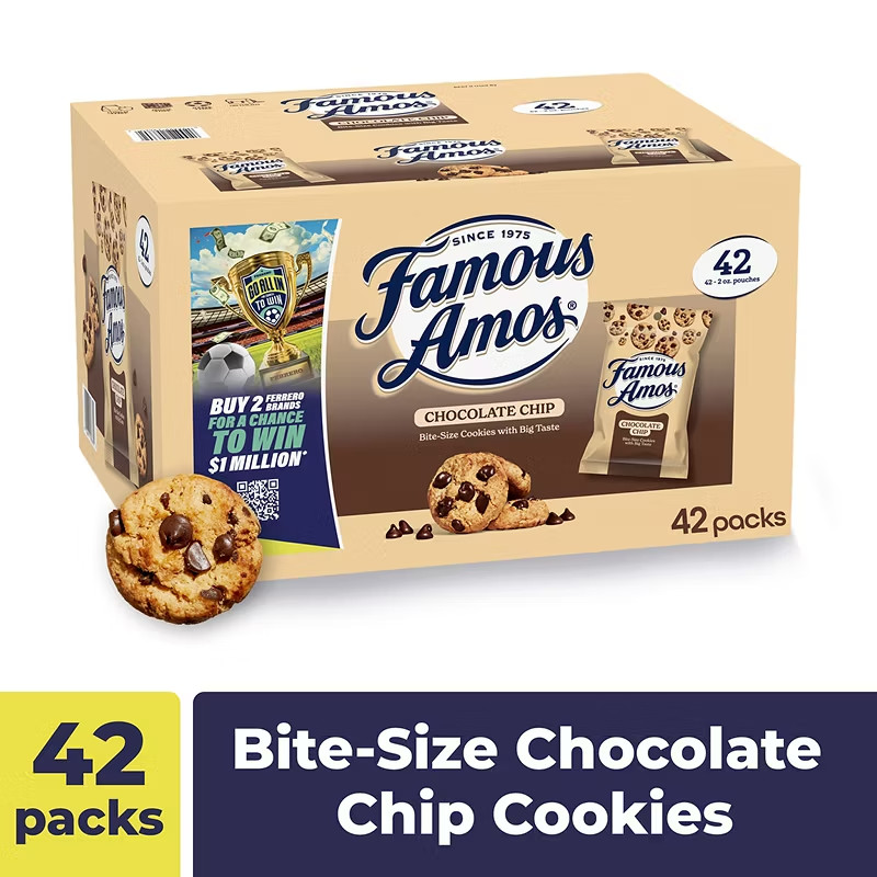 Famous Amos 2oz Chocolate Chip Cookies Box of 42 Pieces