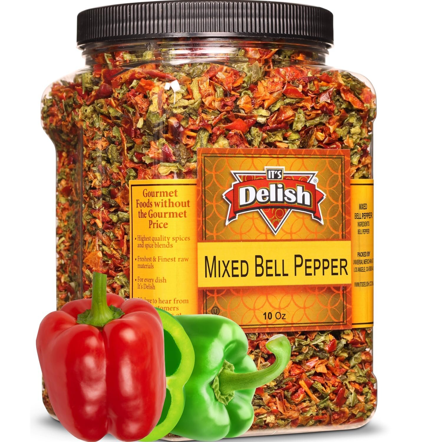 Dehydrated Dried Red and Green Bell Peppers Mix by It’s Delish – 16 Oz (1 lb)