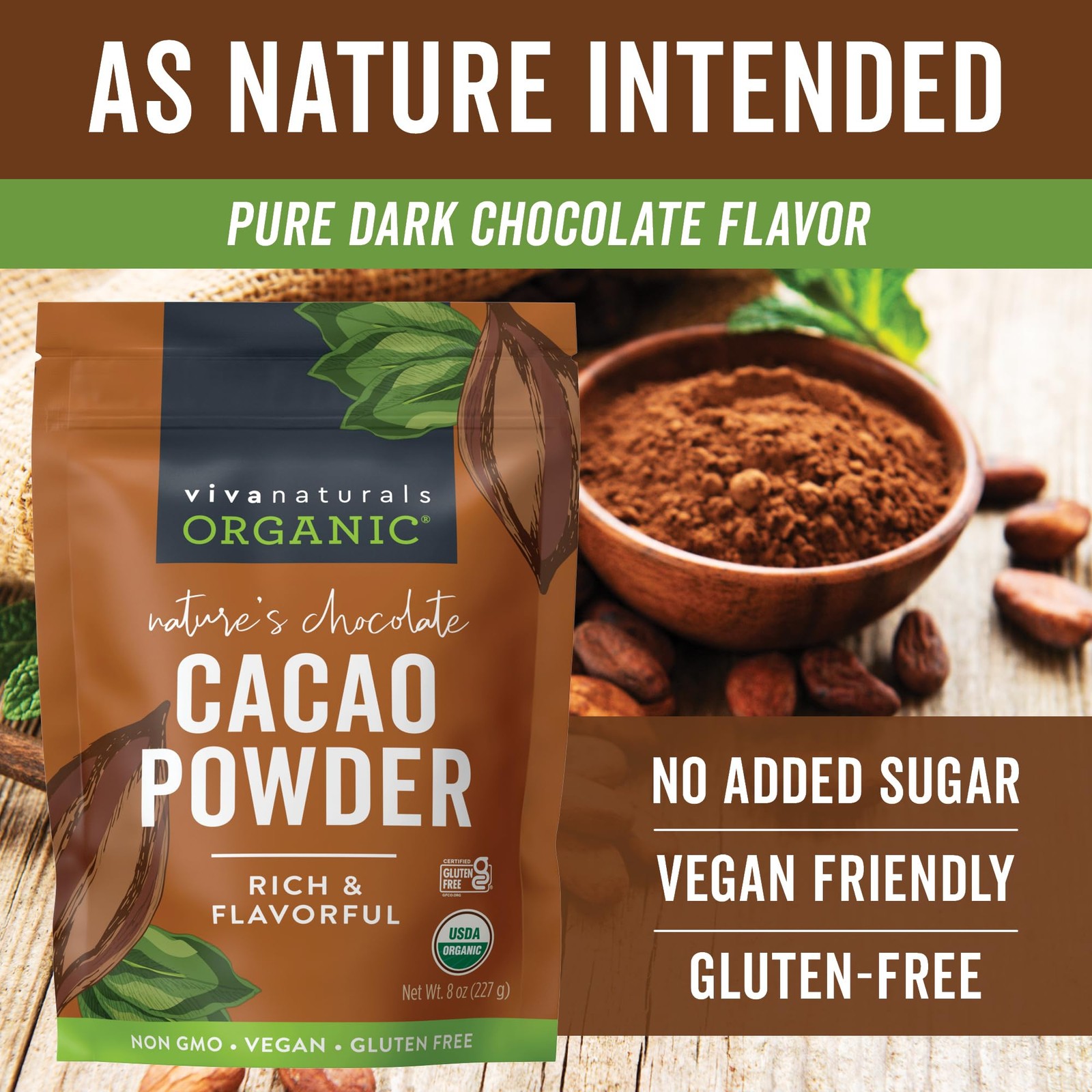 Organic Cacao , Unsweetened, 8 oz (227 g) – Rich Dark Chocolate Flavor, Perfe…