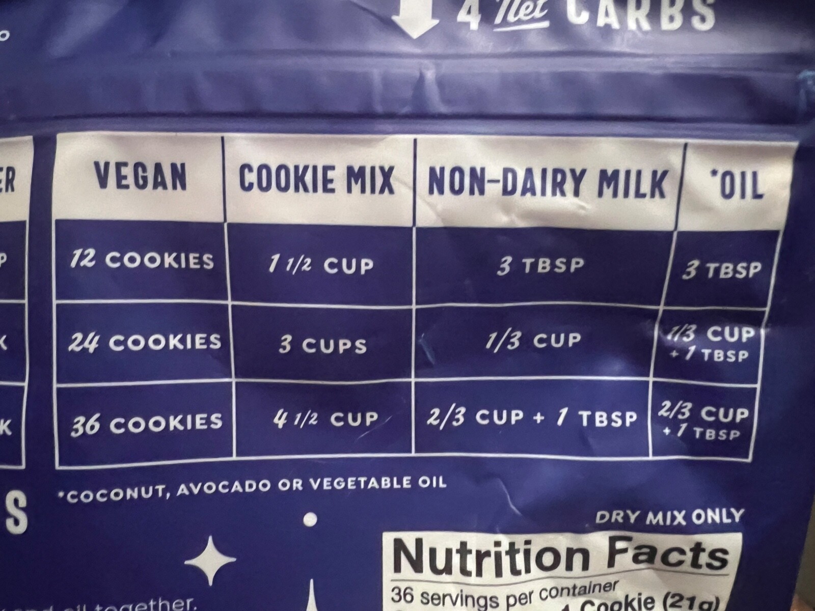 Keto Low Carb XXL Chocolate Chip Cookie Mix Sugar/Grain/GMO free 27 oz HUGE PAC