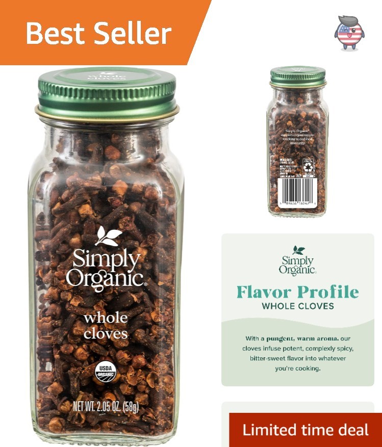 Certified Organic Whole Cloves in 2.05 Oz Jar – Perfect for Baking & Cooking