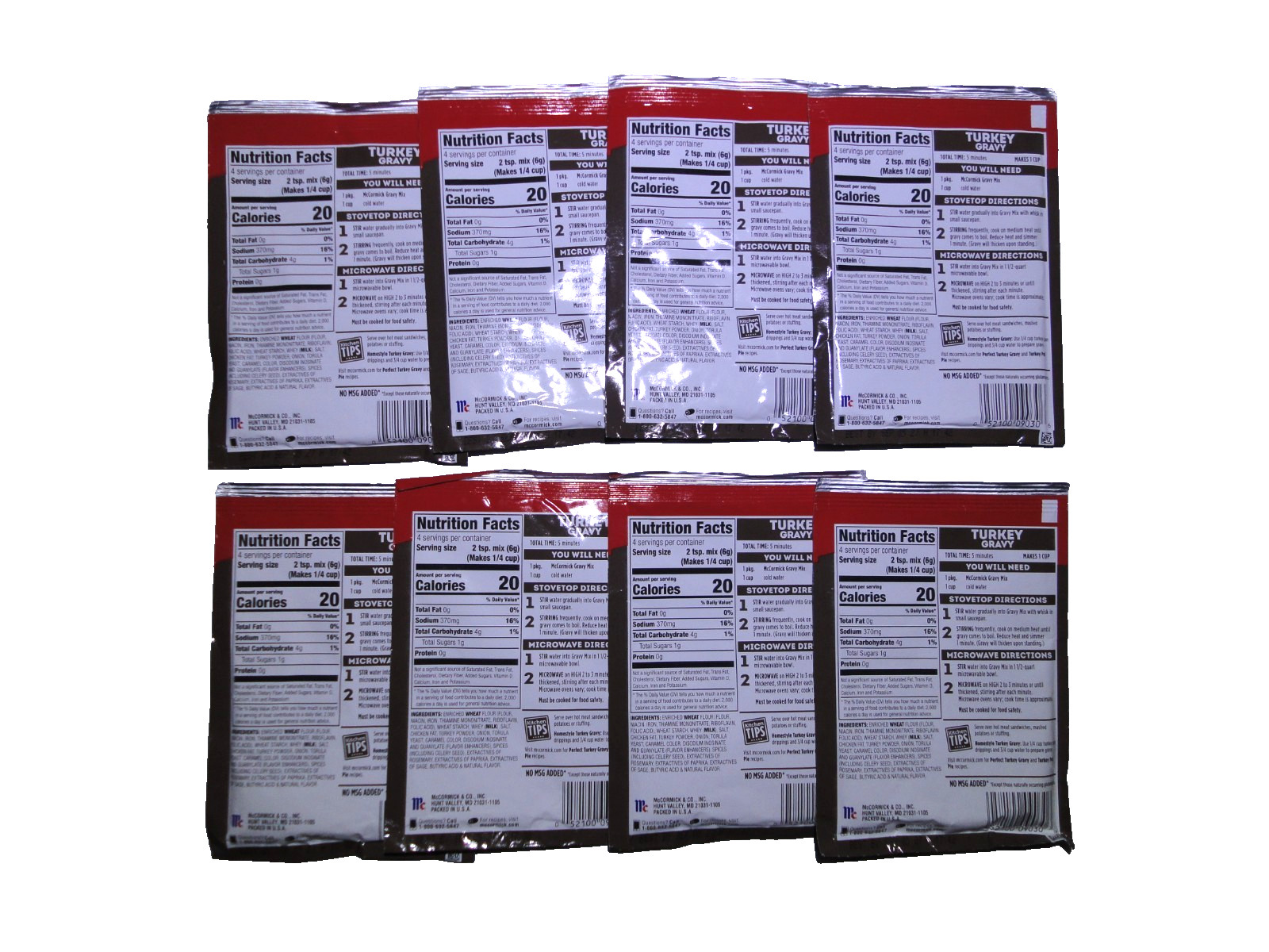 McCormick Gravy Mix, Turkey, 0.87 oz Lot of 8, Expires: 09/05/2027