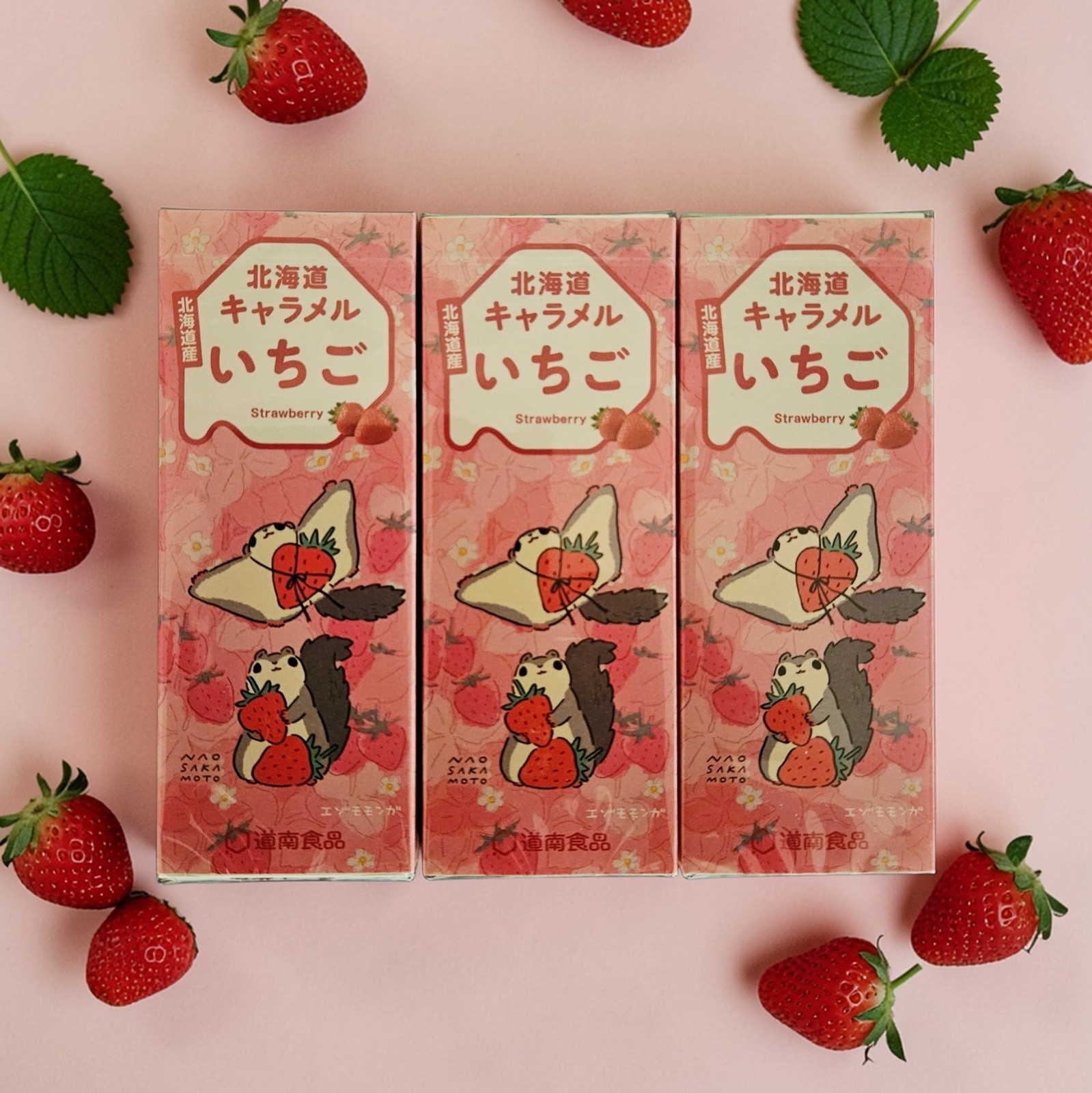 Dounan Hokkaido Japanese Strawberry Caramel Candy 18 Pieces(72g) – Three Packs