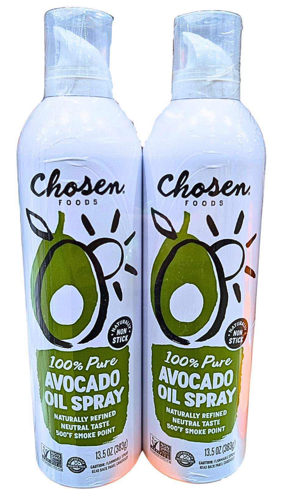 Chosen Foods 100% Pure Avocado Oil Spray 2×13.5 Ounce Cans EXP 10/2026