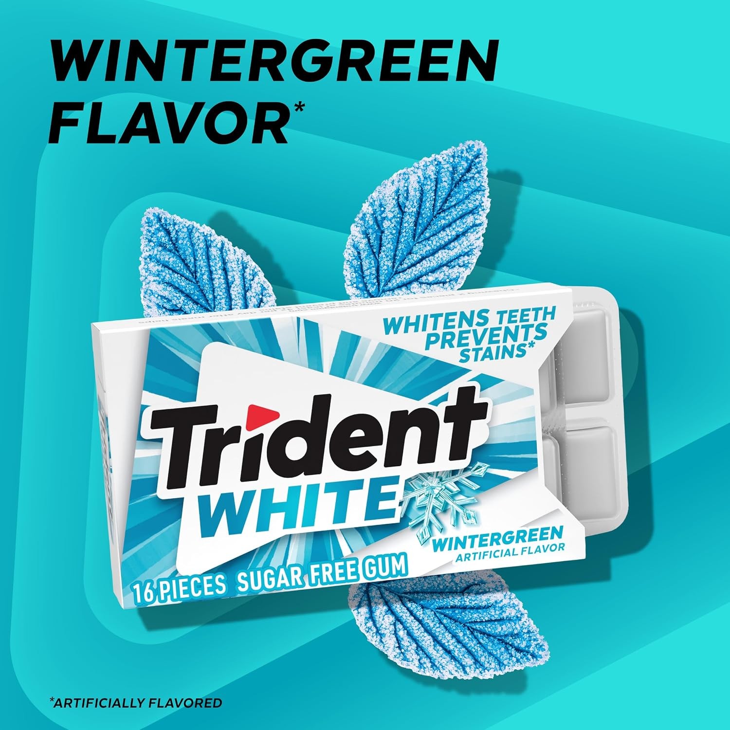 Trident White Wintergreen Sugar Free Gum, 9 Packs of 16 Pieces (144 Total