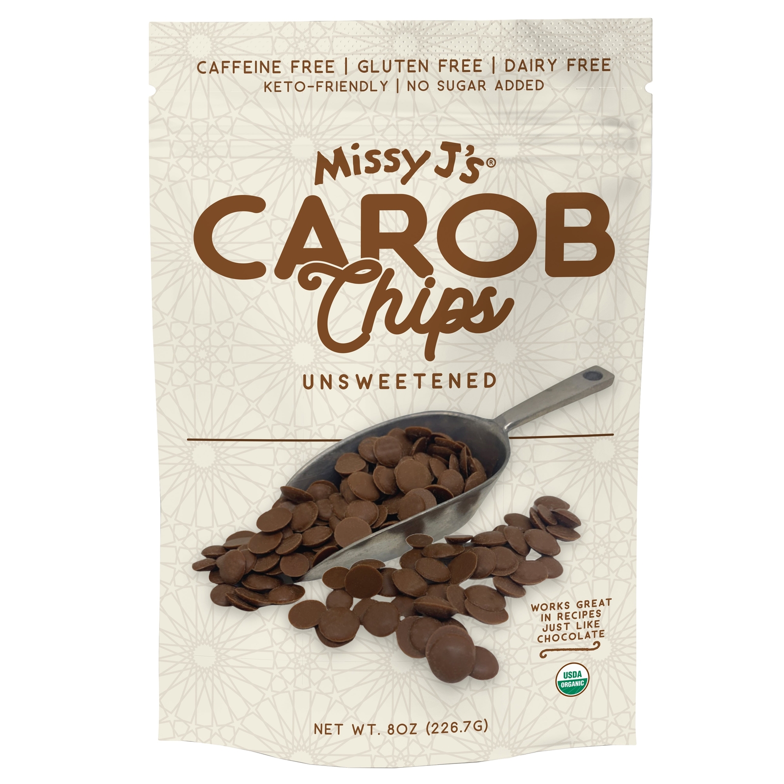 Missy J’s Organic Unsweetened Carob Chips, Vegan Gluten Free, for Healthy Diet