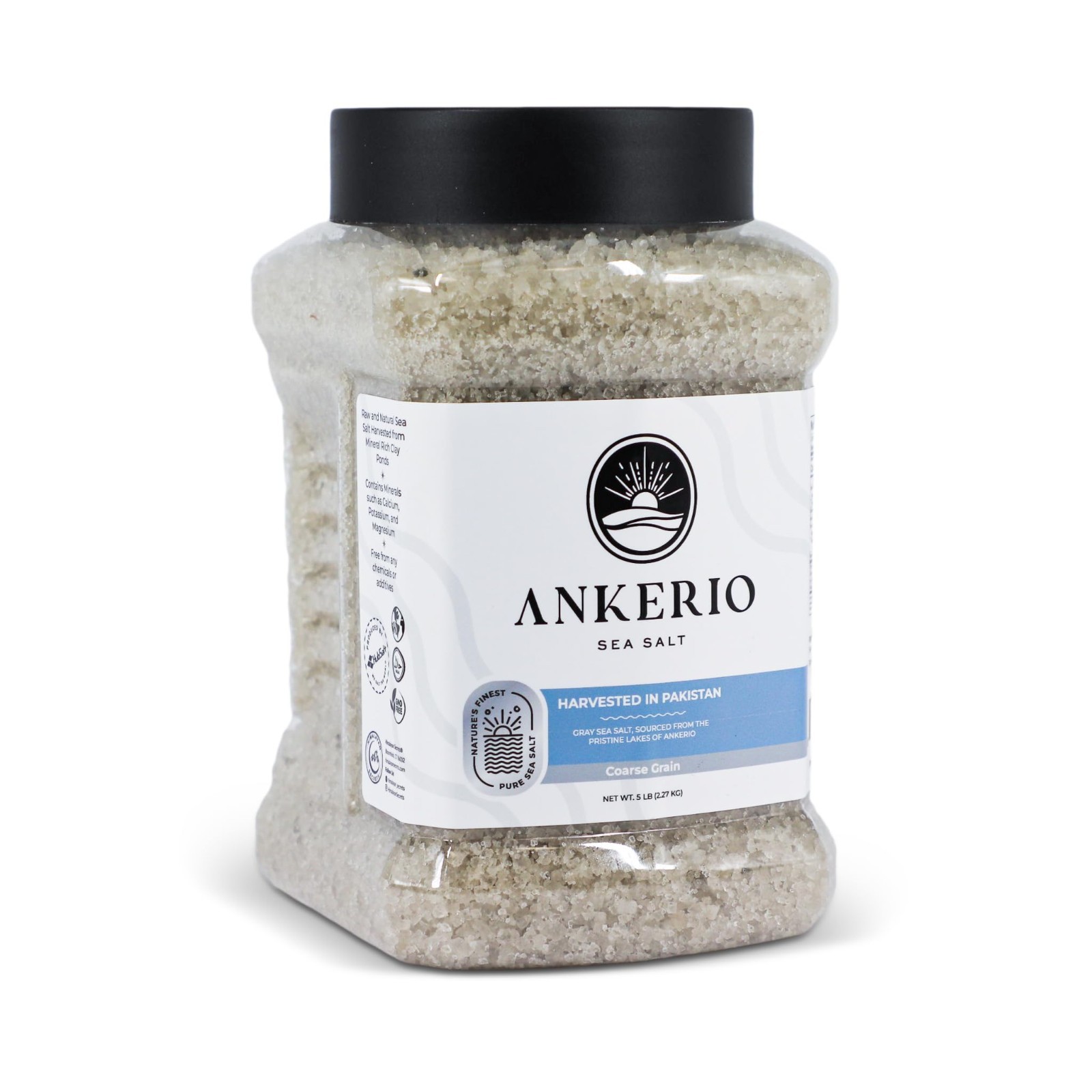 Coarse Gray Sea Salt – Natural Unrefined, Kosher, Mineral-Rich, 5LB Jar for Cook