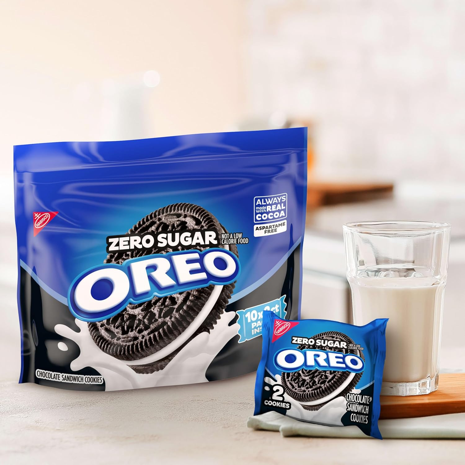 Zero Sugar Chocolate Sandwich Cookies, 10 Snack Packs (2 Cookies per Pack)