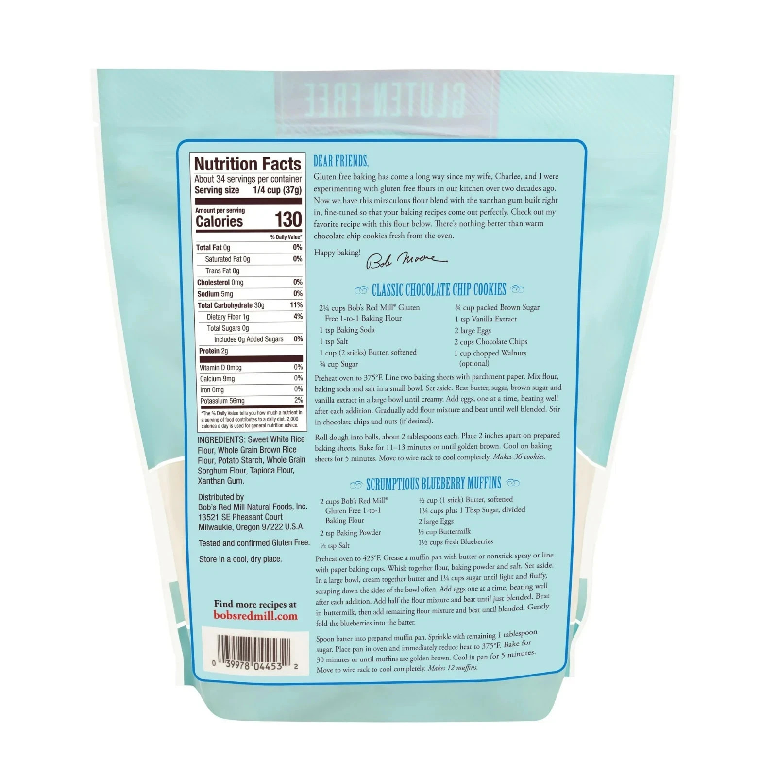 Bob’s Red Mill Gluten Free 1-to-1 Baking Flour, Blend, 44 oz Bag