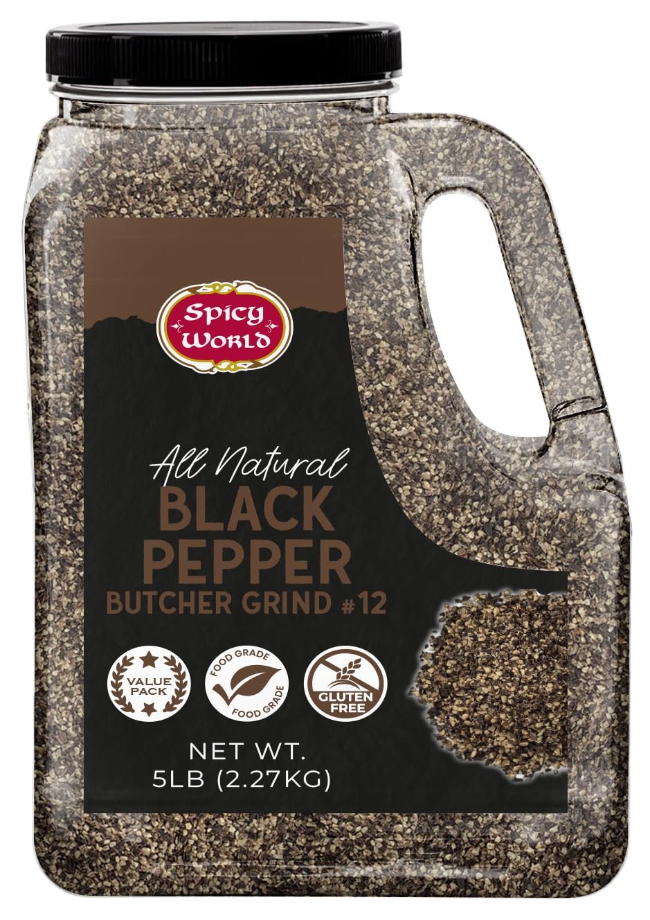 Black Pepper Ground Coarse 5 LB Bulk Jar Butcher Grind #12 – Premium Ground B…