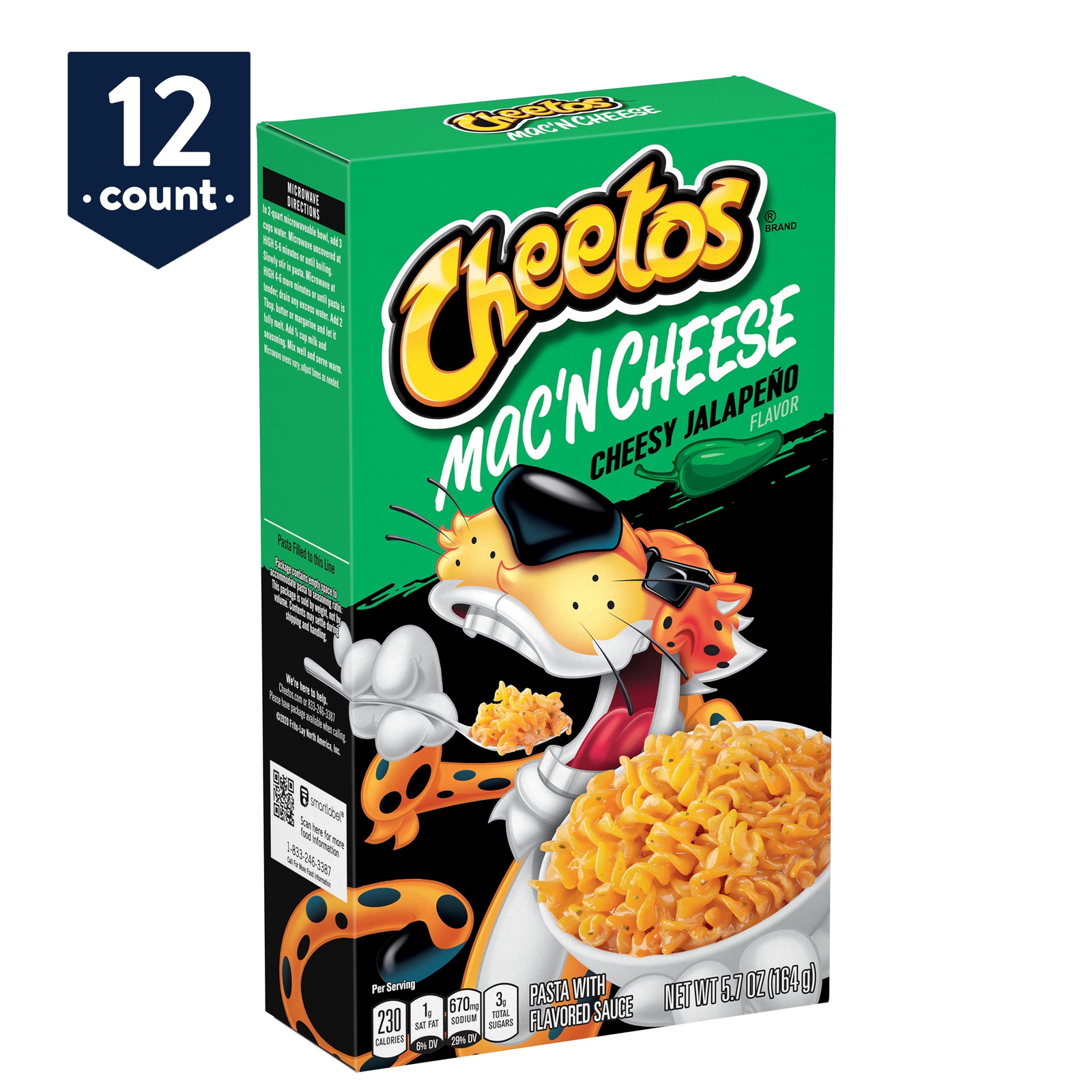 Cheetos Mac ‘N Cheese, Cheesy Jalapeno Flavor, 5.7 oz Boxes, 12 Ct (12 Boxes)