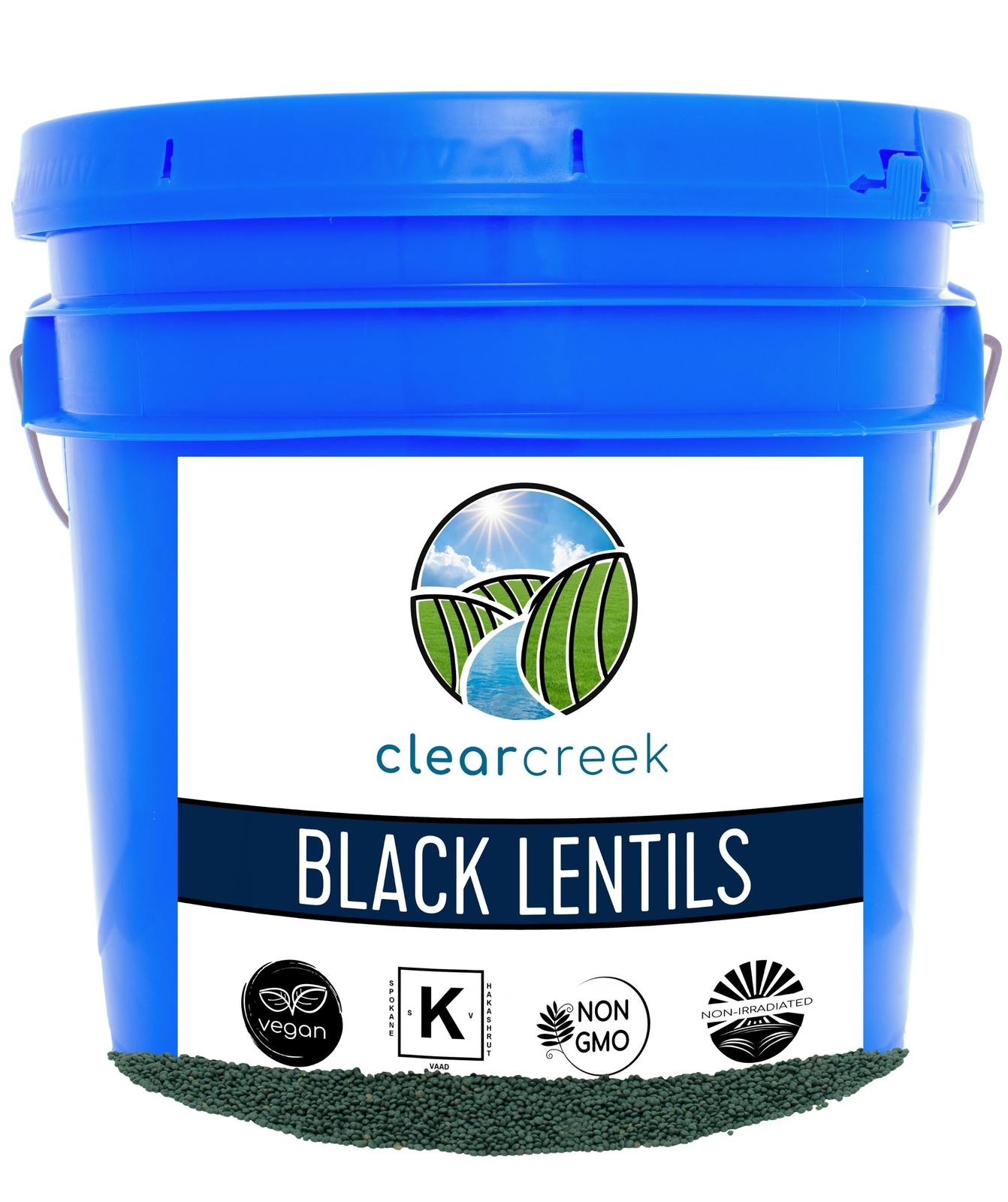 Clear Creek Black Beluga Lentils 25 lb Bucket