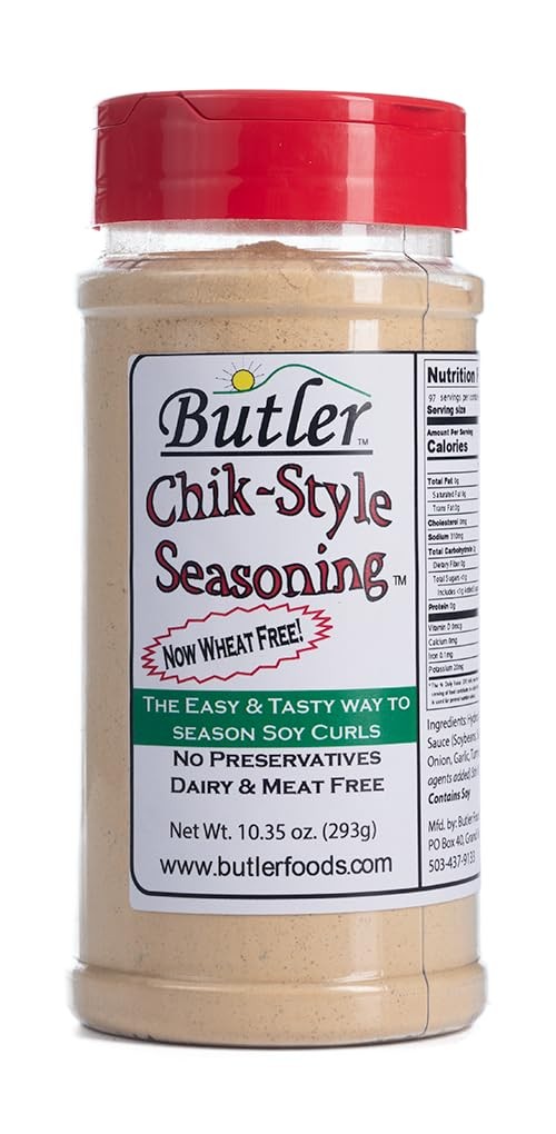 Butler Soy Curls 6 Pack – 6x 8 oz bags + 10.35 oz Chik-Style Seasoning