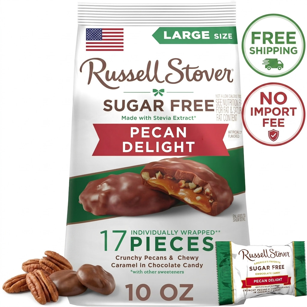 Russell Stover Sugar Free Pecan Delight Chocolate Candy 10 oz Bag Free Ship