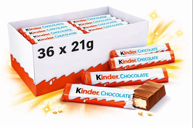 Kinder Chocolate Bars 21g – 36 Pack | Original Milk Chocolate Candy (756g Total)