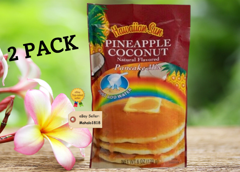 Two (2) Hawaiian Sun Pineapple Coconut Natural Flavored Pancake Mix 6oz