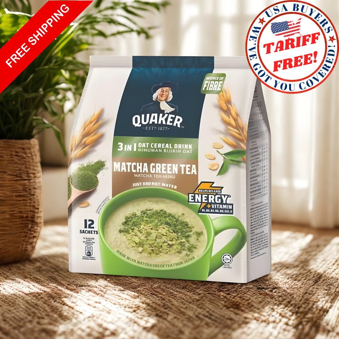 QUAKER 3-in-1 Oat Cereal Drink Matcha Green Tea Flavour 12 Sachets x 28g (336g)