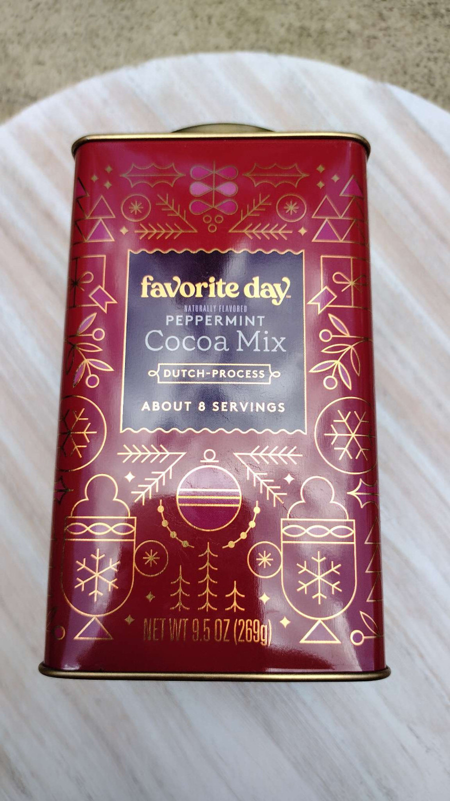 Favorite Day PEPPERMINT COCOA MIX Dutch Process 9.5 oz Red Tin Holiday