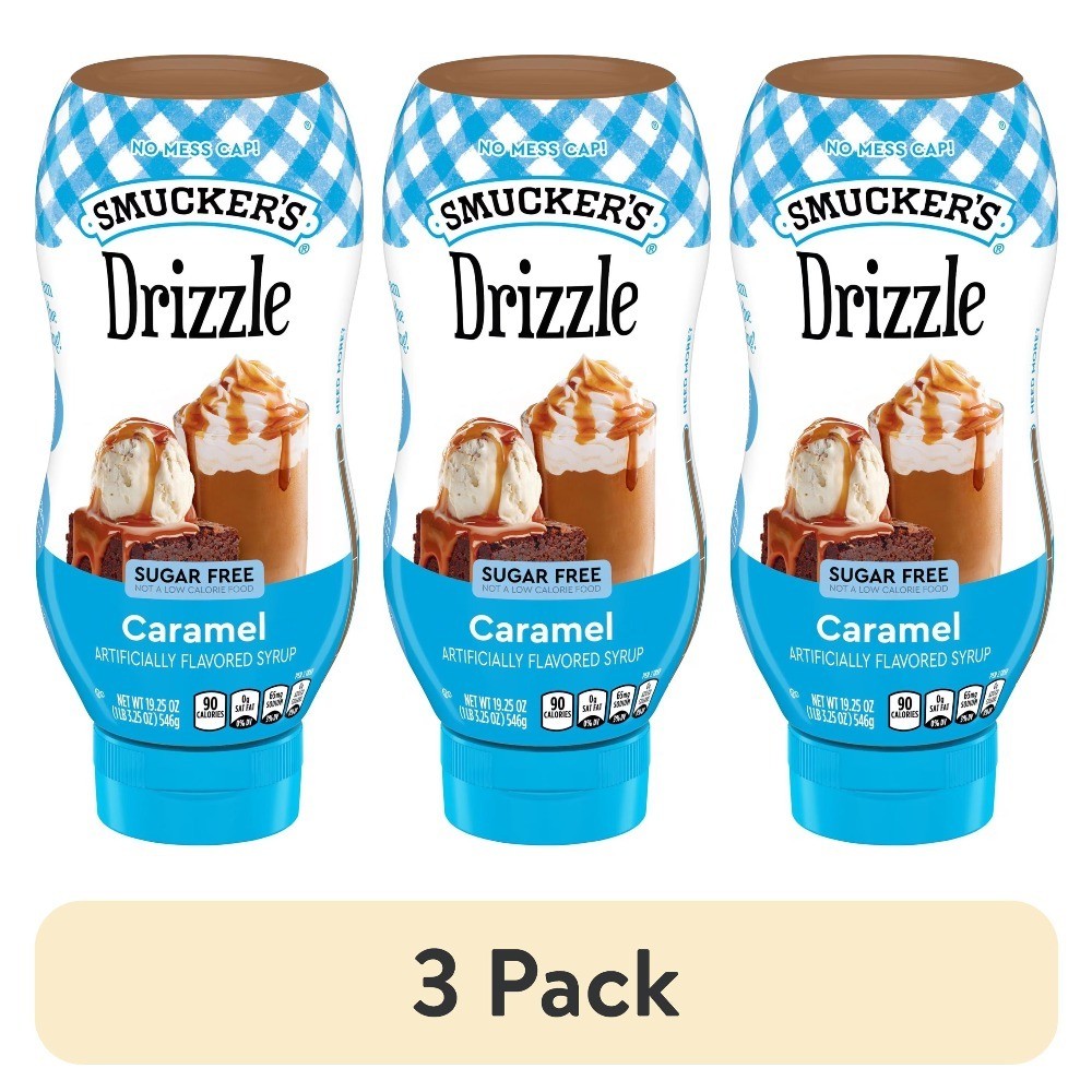 Sugar Free Caramel Flavored Syrup, 3 Pack of Squeezable Bottles, 19.25 oz Each