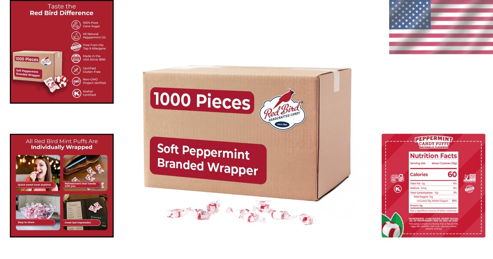 Individually Wrapped Branded Mint Puffs, 1000 ct