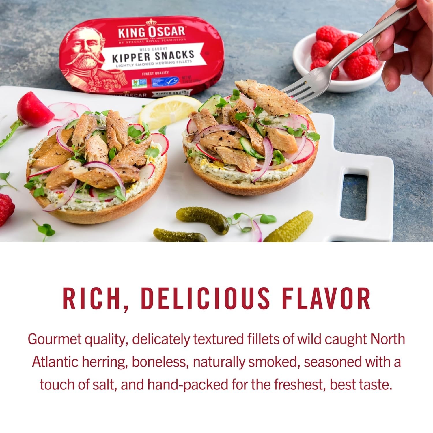 High-Protein Canned Herring, 12 Pack of 3.54 oz Fillets – Keto Friendly Snack