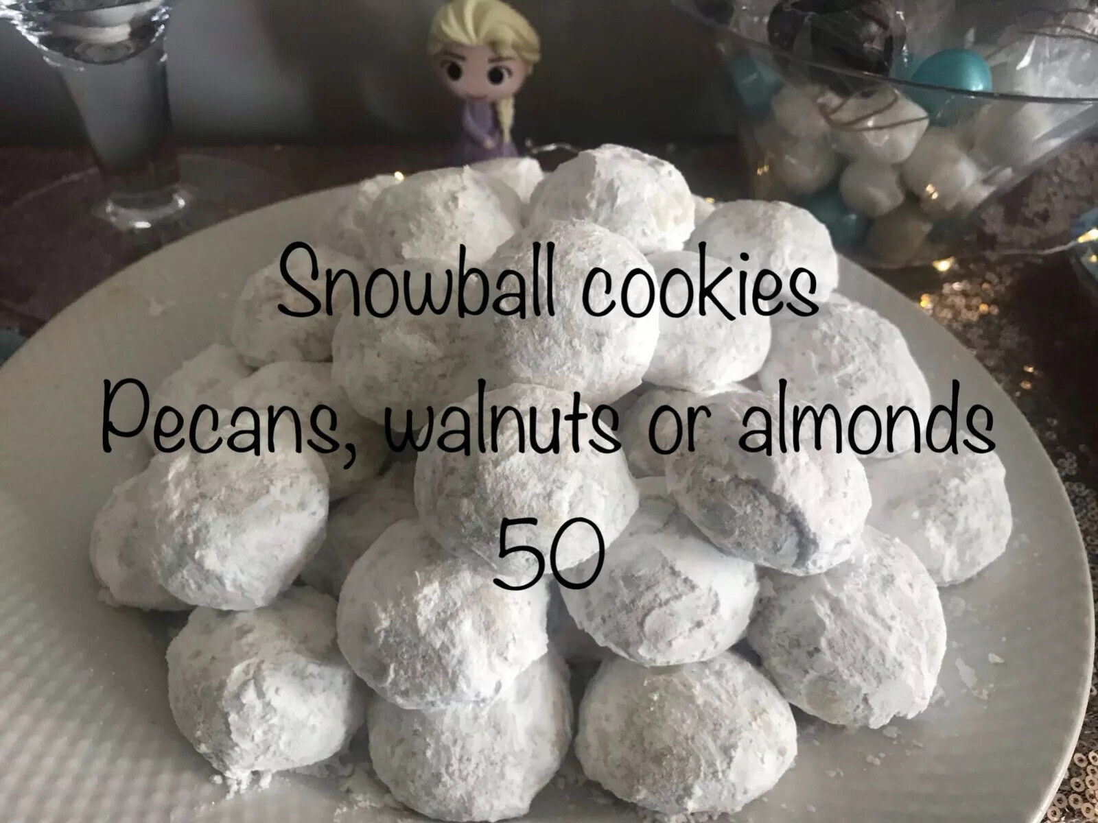 Homemade Cookies 50 Snowball Pecans Or Walnut, Bag Cell, Box🎁