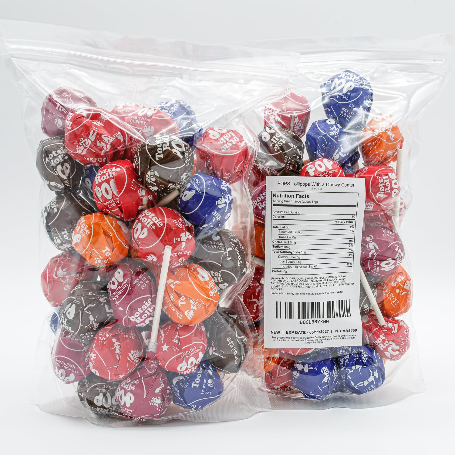 POPS Lollipops 1 Lb – Bulk Bag, 5 Assorted Flavors, Gluten Free, Chewy Center &
