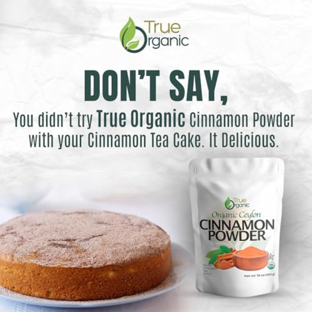 True Organic Ceylon Cinnamon Powder, 1 lb, Premium Grade, Gluten Free