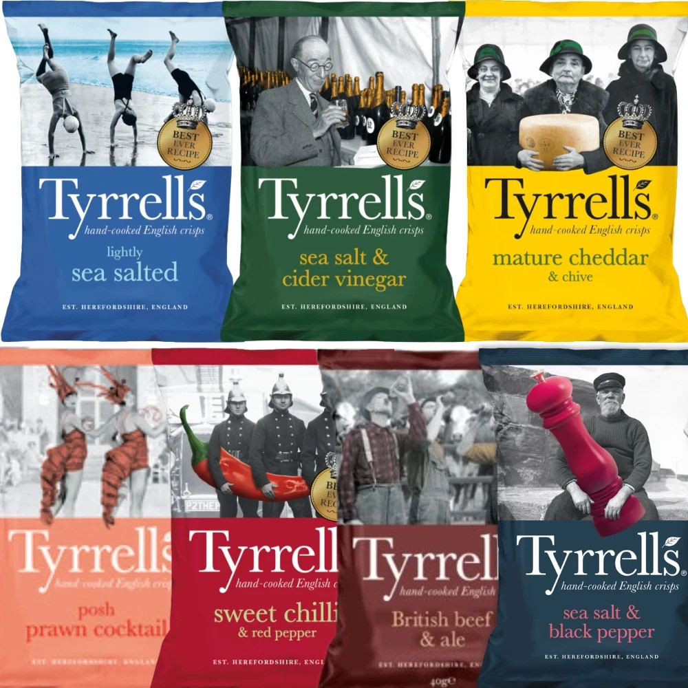 Tyrrells Crisps Mixed Case 7 Flavours Full Case 24x40g Bags