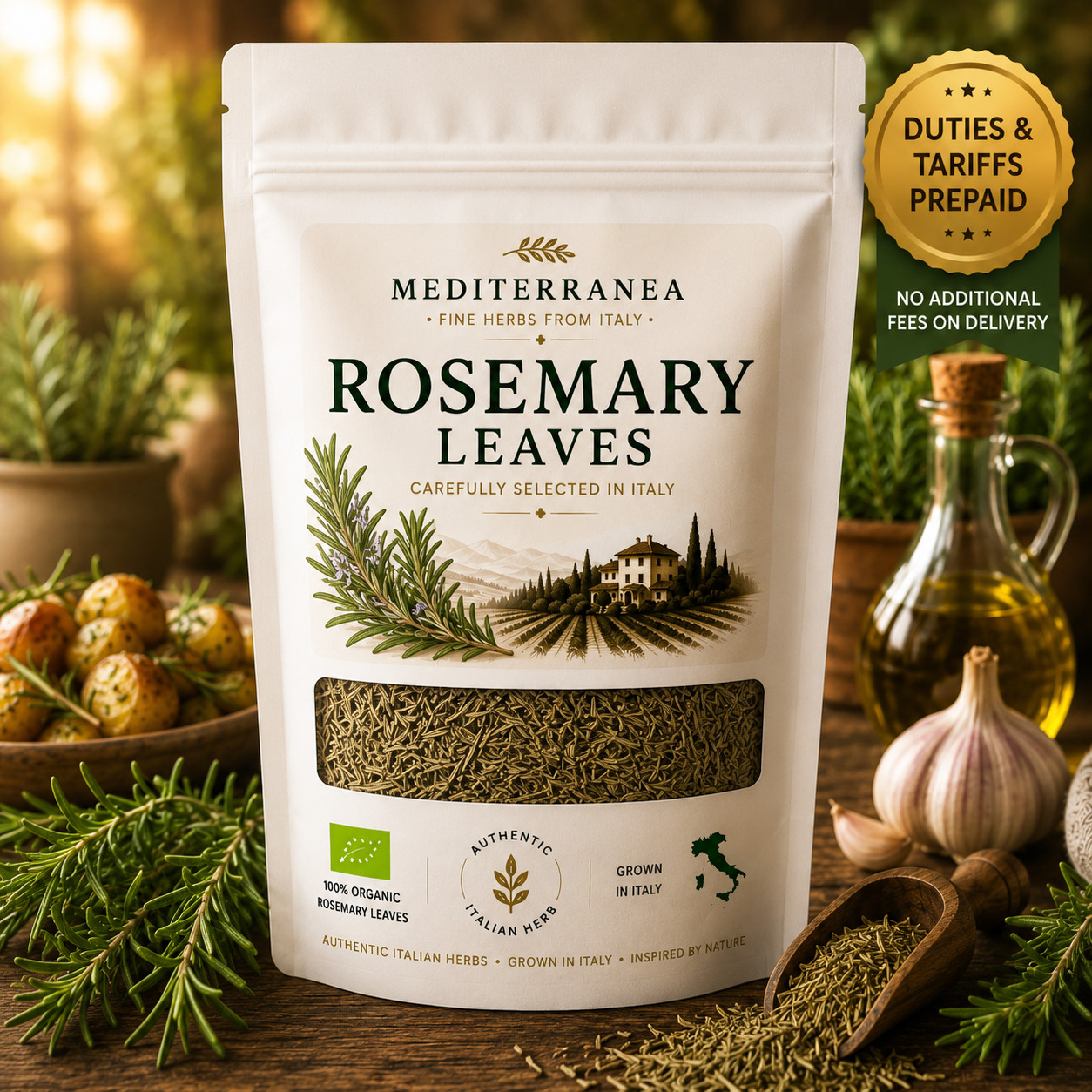 Organic Dried Rosemary Leaves, Premium Italian Herb, Mediterranean Culinary Herb
