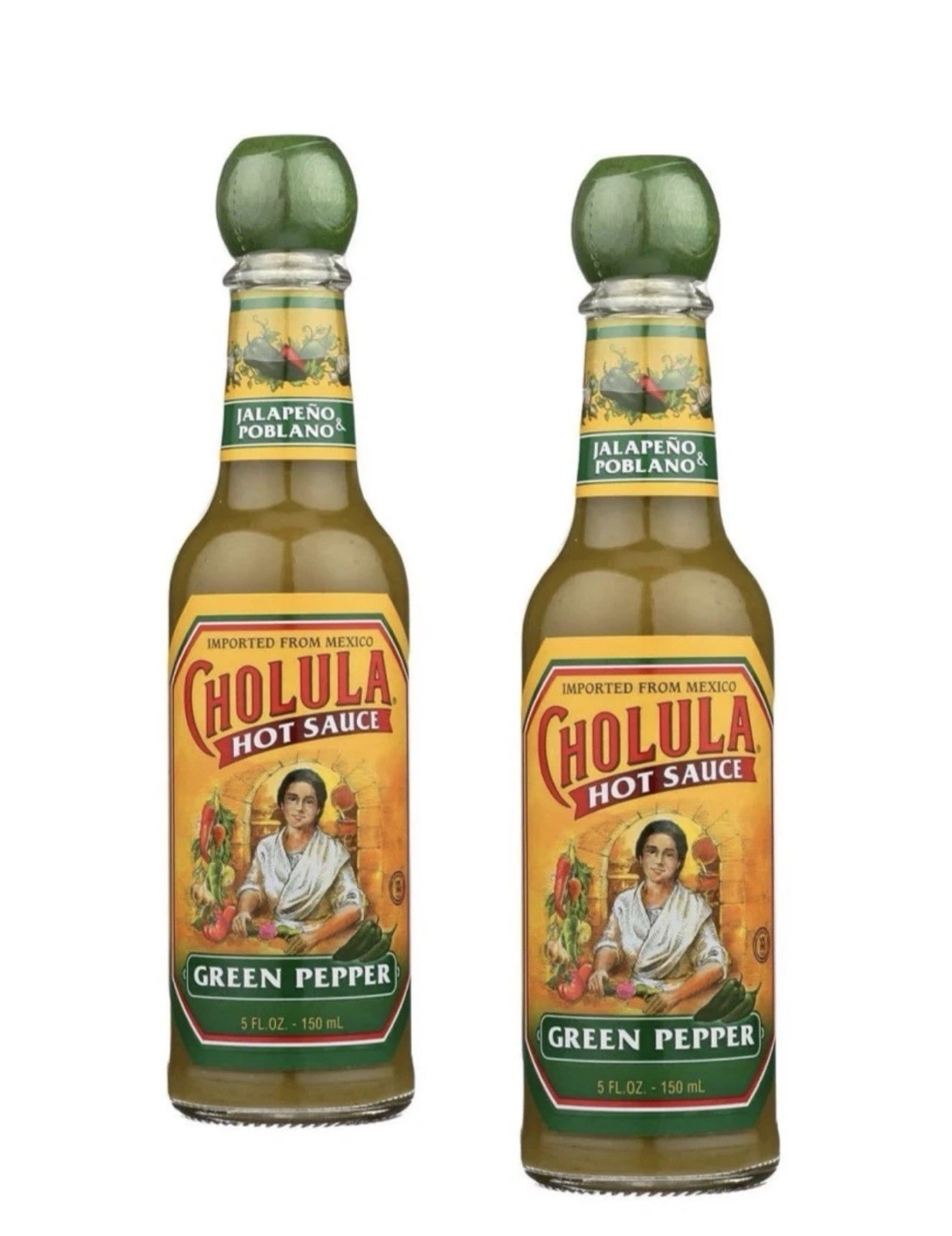 Cholula Green Pepper Hot Sauce 5oz. (Pack of 2)