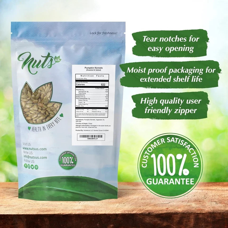 Pumpkin Seeds (Pepitas) | Roasted and Salted | No Shell | Vegan (3 LB)