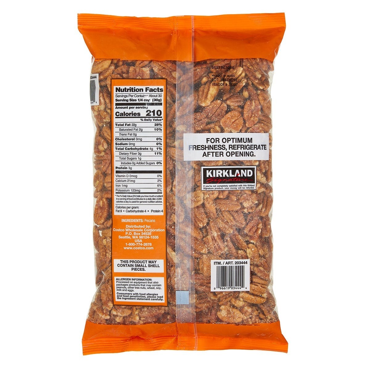 KIRKLAND Signature #1 US Fancy PECANS HALVES 32 oz Bag 2 lbs