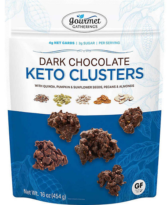 ☆GOURMET☆ DARK CHOCOLATE KETO CLUSTERS 4G NET CARBS 3G SUGARS GLUTEN FREE PALEO
