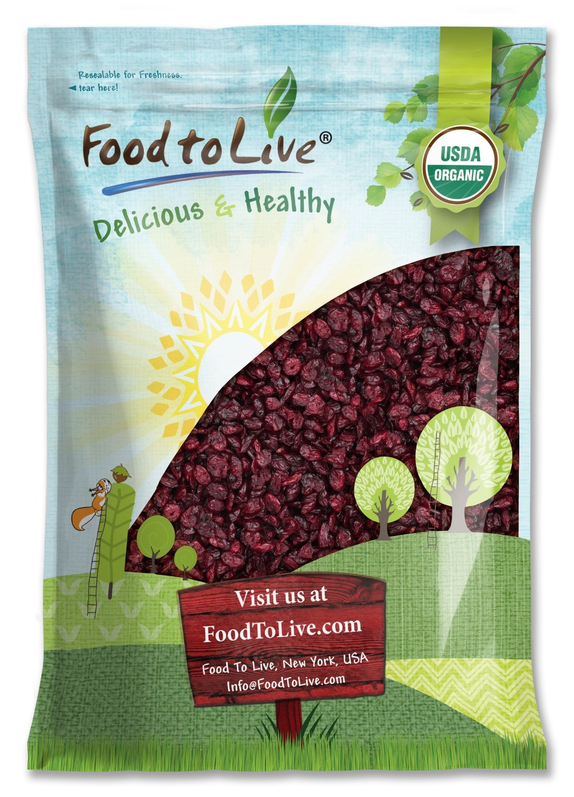 Organic Dried Cranberries – Non-GMO, Kosher, Raw, Vegan – by Food To Live