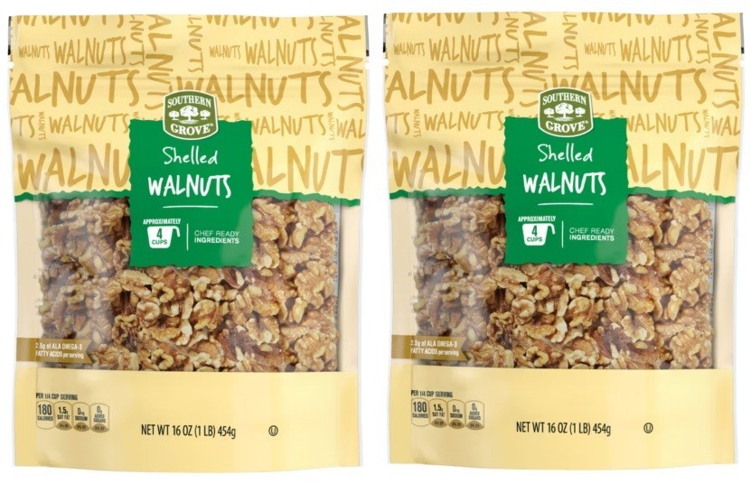 Southern Grove Shelled Walnuts 4-Cups Chef Ready Ingredient, 16 oz (2 Bags)