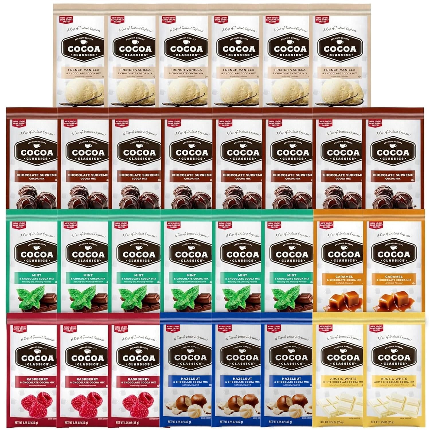 Hot Cocoa Mix Gift Set 30 Count, 7 Different Flavors, Cozy Hot Chocolate Samp…