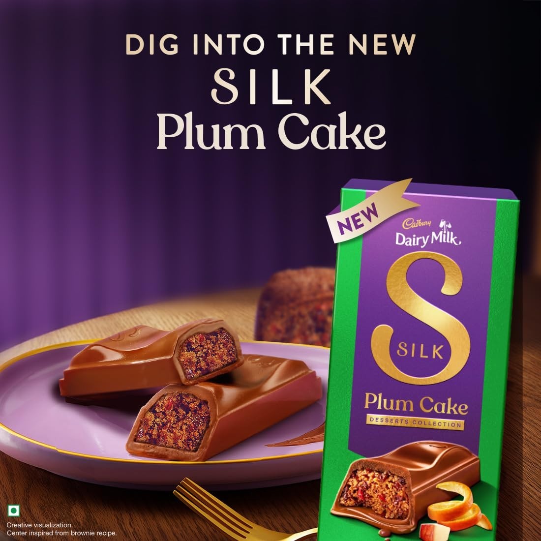 Cadbury Dairy Milk Silk Desserts Plum Cake Chocolate Bar 70g