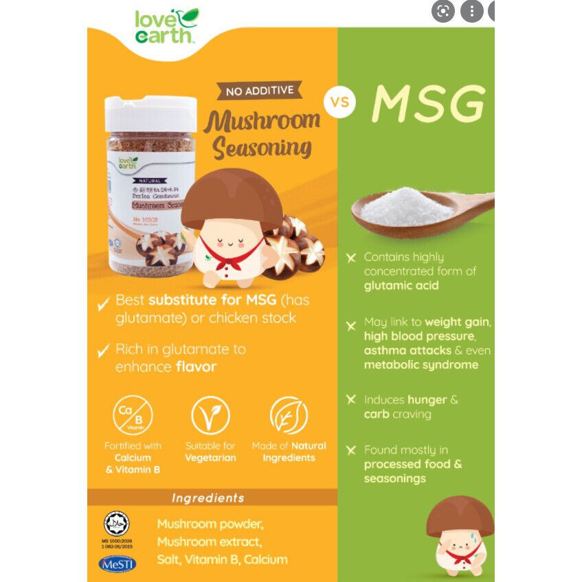 LOVE EARTH Mushroom Seasoning Powder No MSG (Halal & 100% Natural) 150g