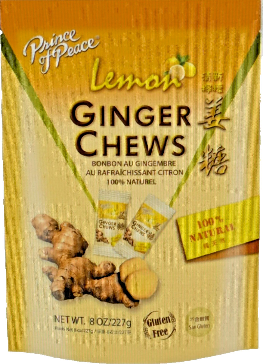 Prince Of Peace Ginger Chews Lemon Flavor 8 Ounce Bag (100%) Natural