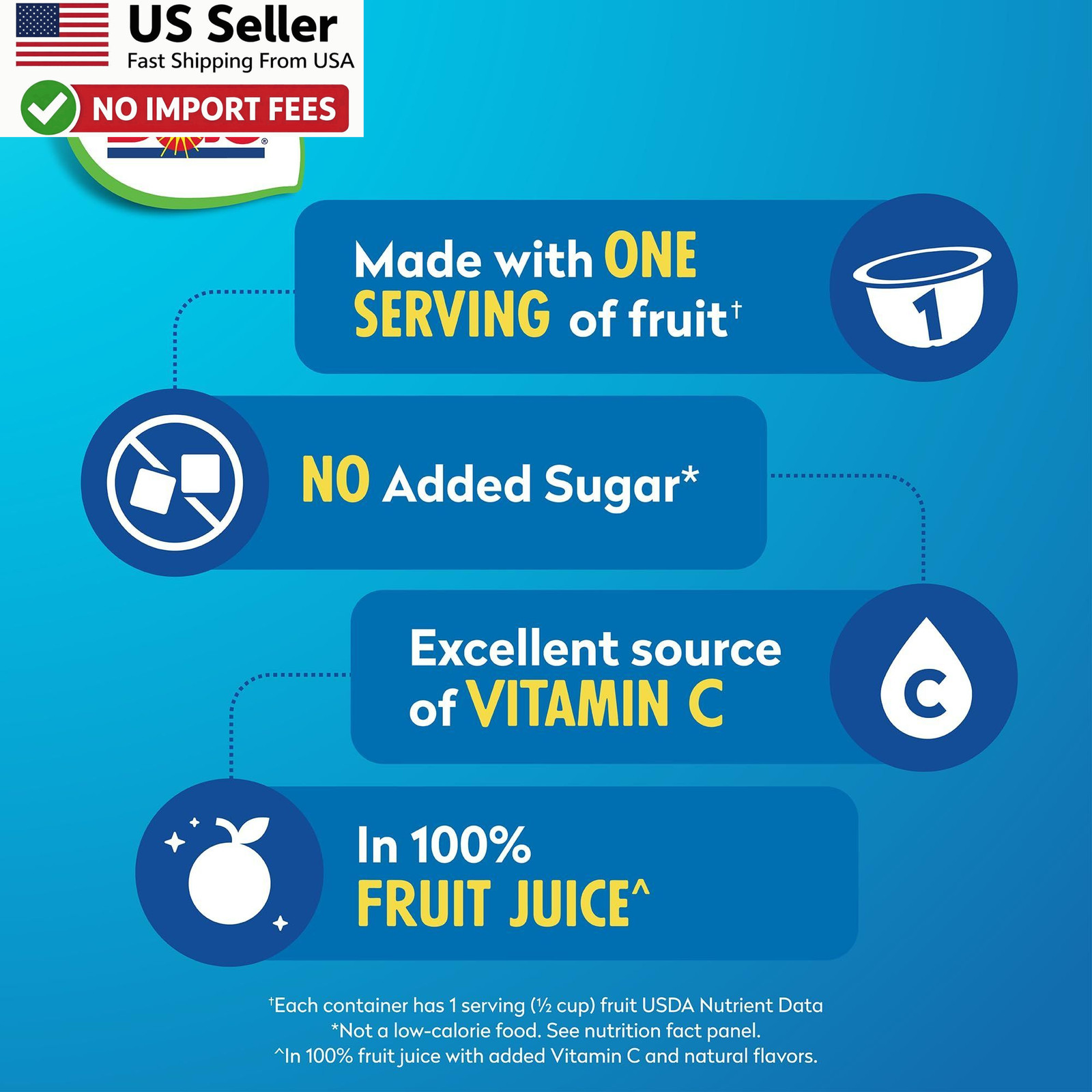 Dole Mandarin Oranges 100% Juice Snacks 4oz 12 Cups Gluten Dairy Free – FROM USA