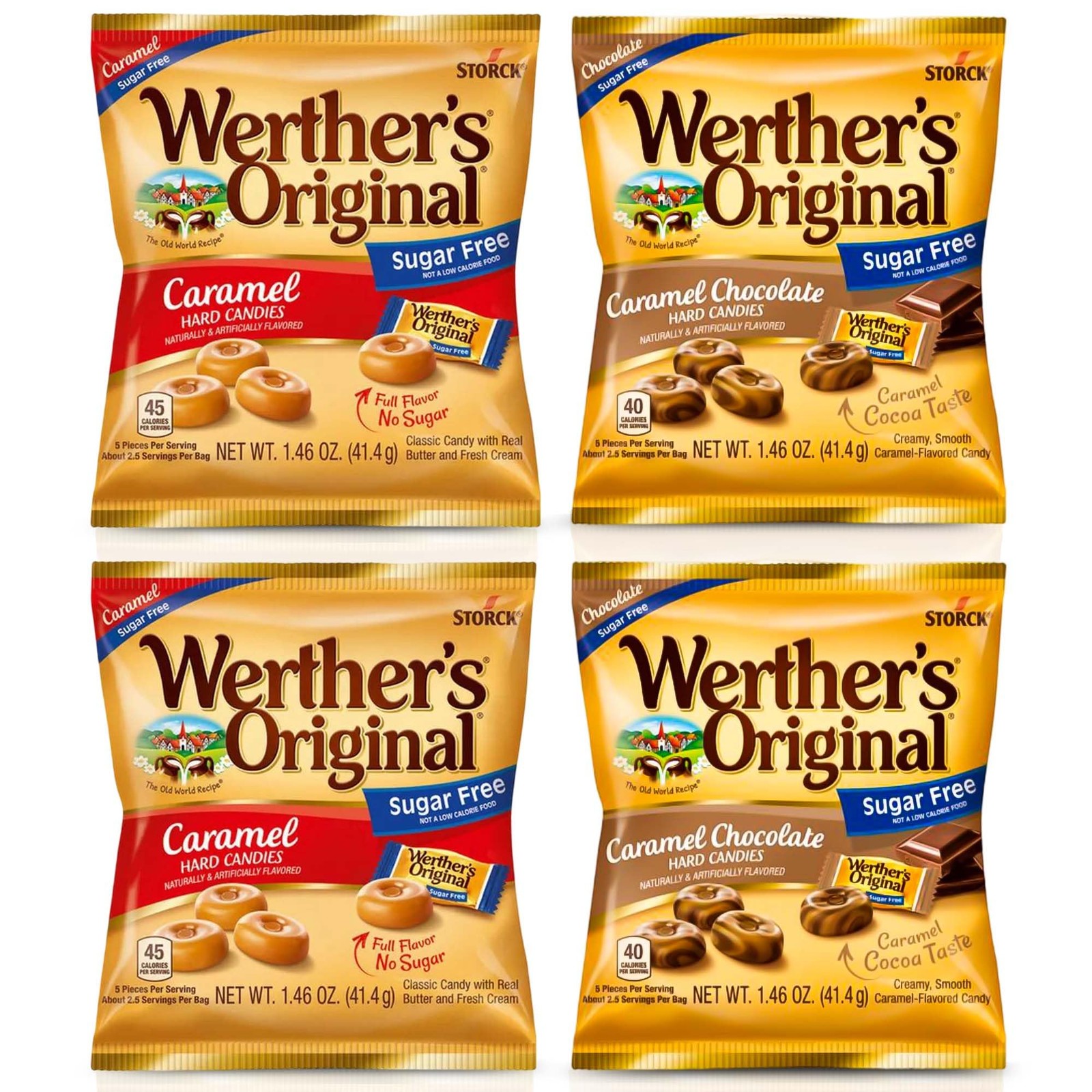 Werthers Sugar-Free Hard Candy Variety Pack (1.46 oz Each) – 2 Caramel 4