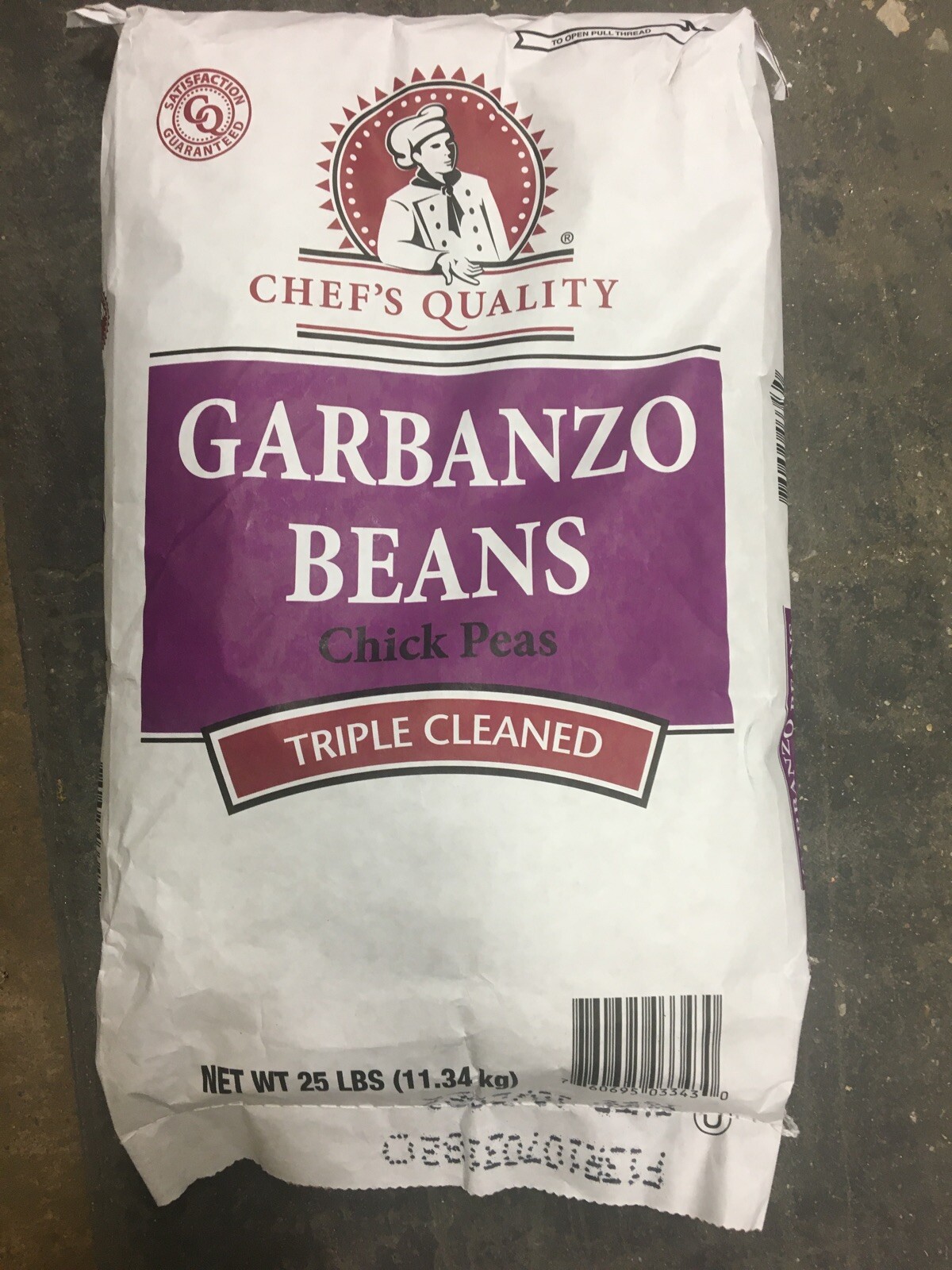 Chef’s Quality Garbanzo Beans/Chickpeas Triple Cleaned 25lbs