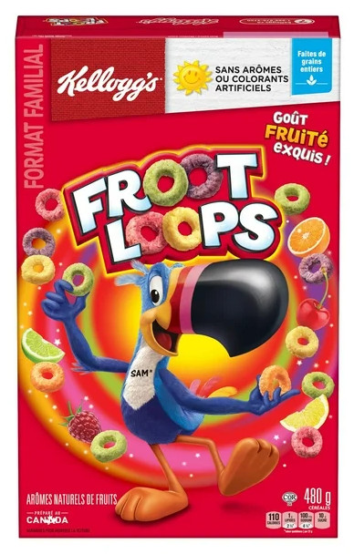 Kellogg’s Canadian Froot Loops Breakfast Cereal, Family Size, 480g